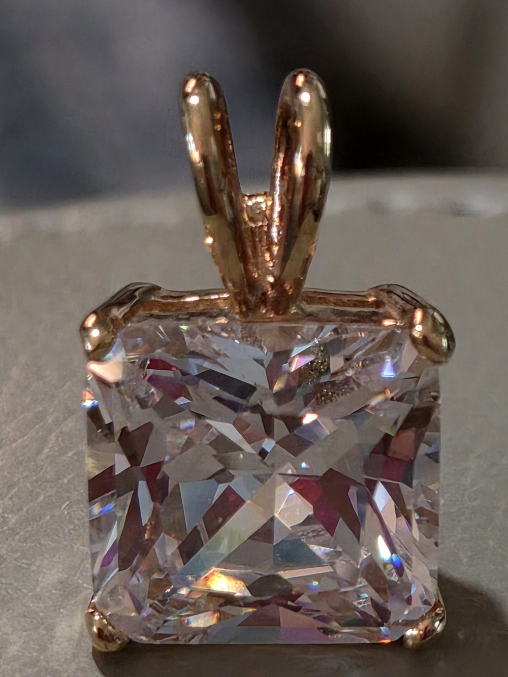 Rose Gold Square Cubic Zirconia Pendant - Women Jewelry
